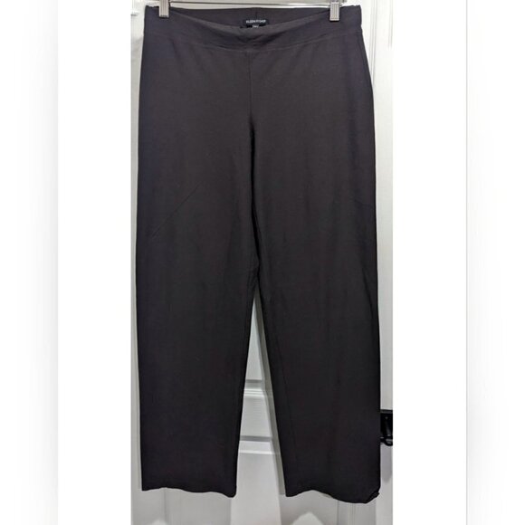 Eileen Fisher | Washable stretch crepe mid-waist pant in dark brown - Picture 3 of 10